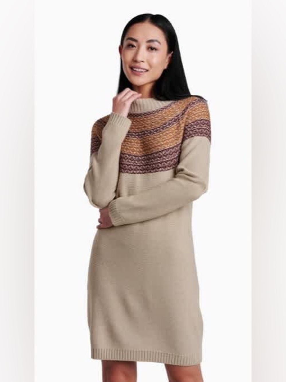 Kuhl Lucia Crochet Knit Wool Blend Mockneck Sweater Dress Womens Size M
